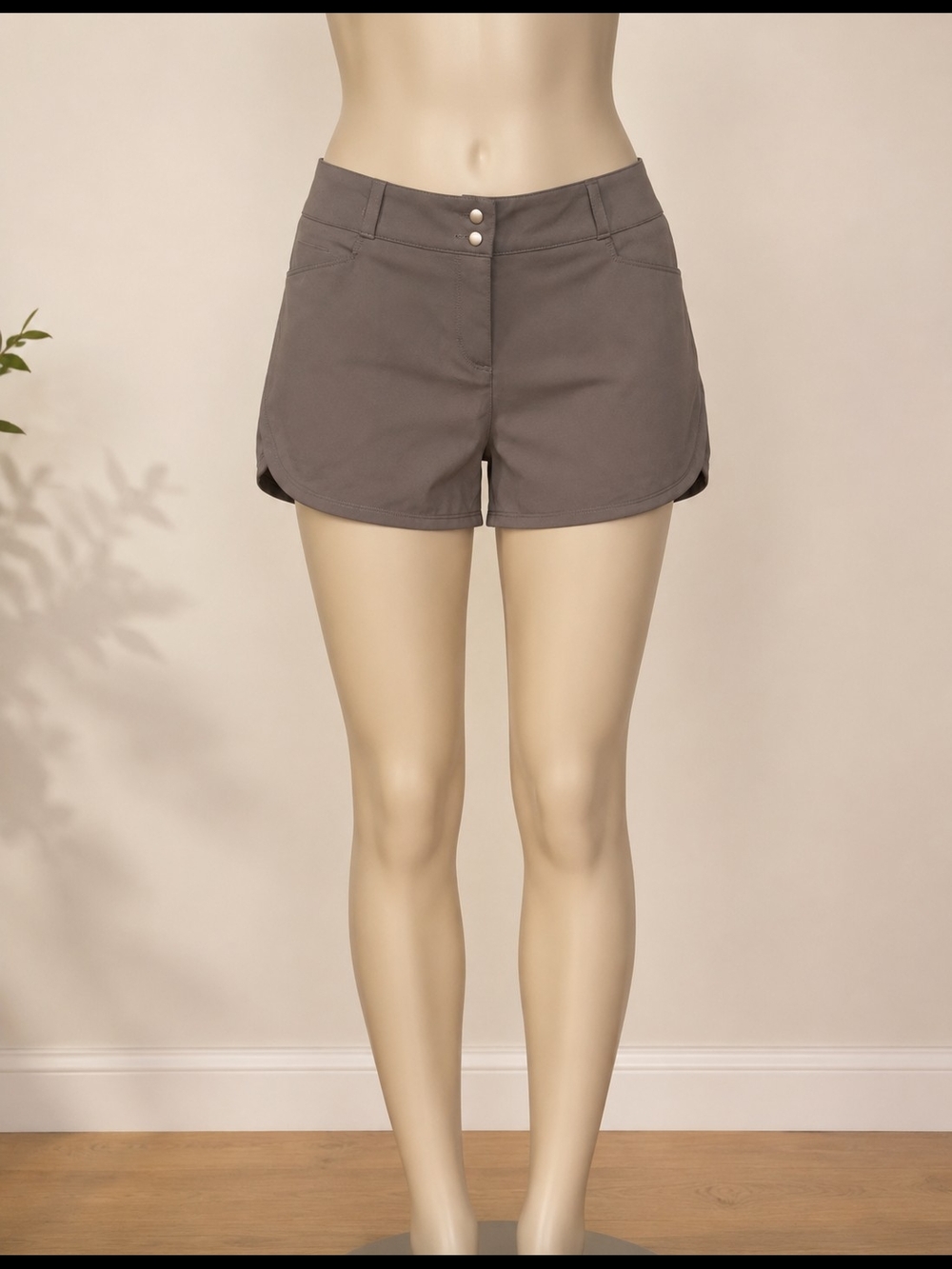 adidas Women's Gray Athletic Shorts with Dual Snap Waist